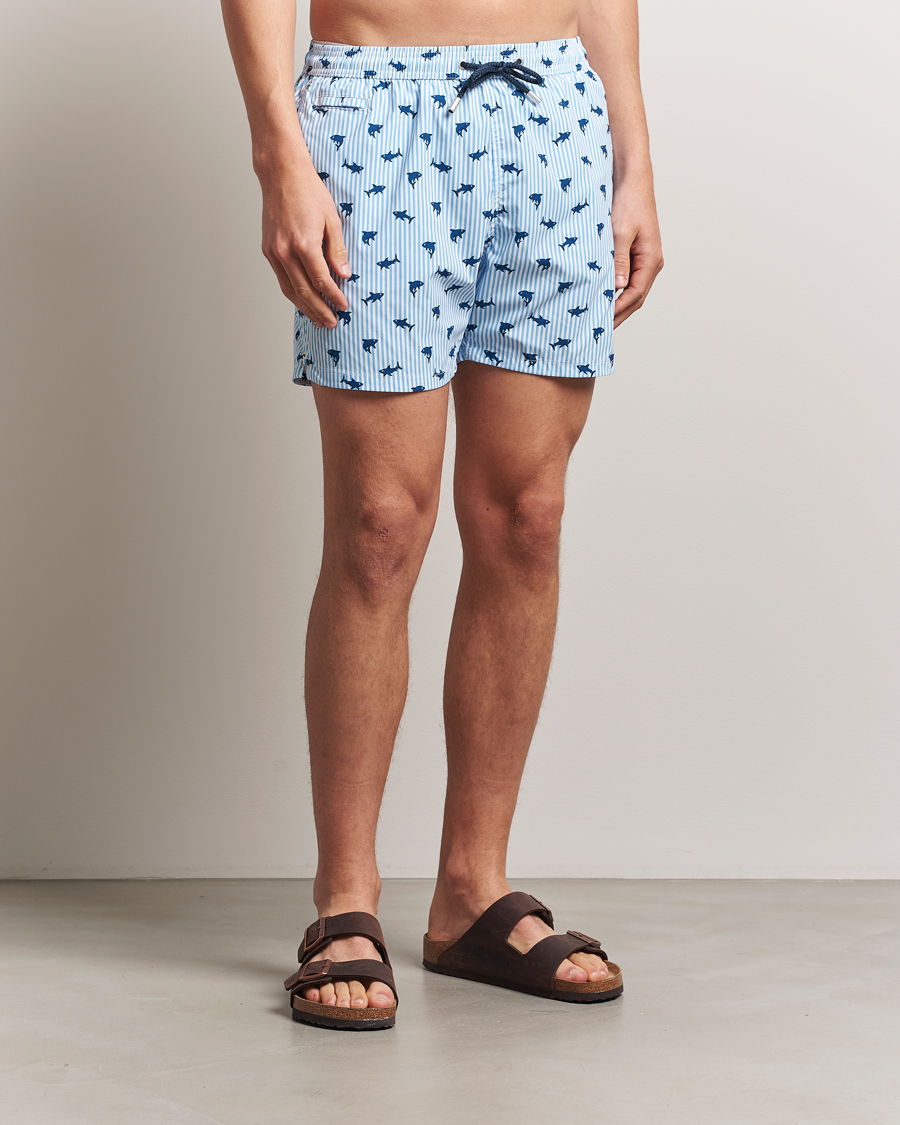 Men | Swimwear | MC2 Saint Barth | Printed Swim Shorts Blue Shark Trouble Stripes
