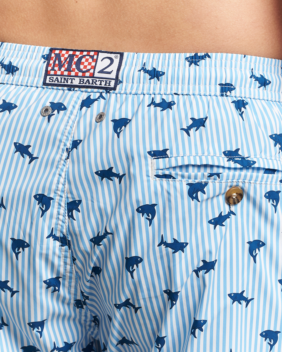 Men | Swimwear | MC2 Saint Barth | Printed Swim Shorts Blue Shark Trouble Stripes