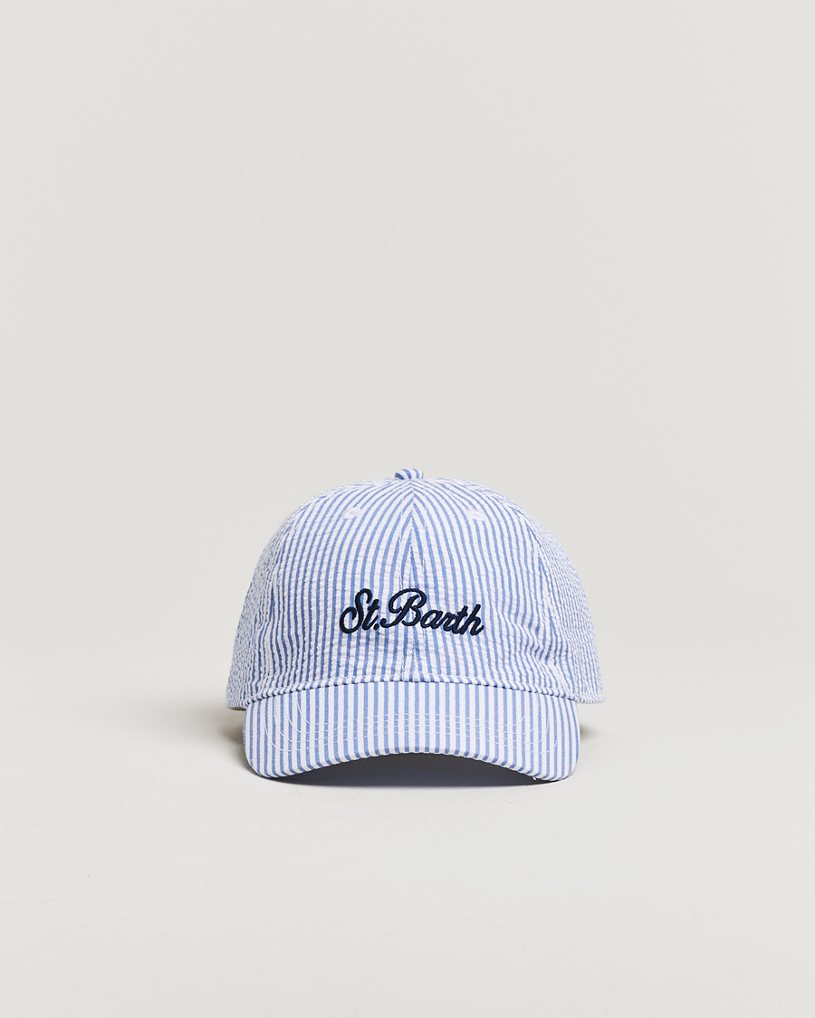Men | Hats & Caps | MC2 Saint Barth | Seersucker Baseball Cap Blue Stripes