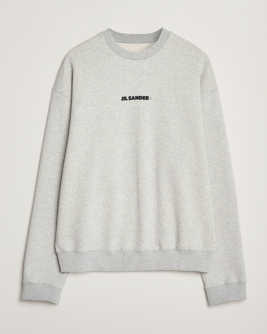 Men | Sweaters & Knitwear | Jil Sander | Small Logo Sweatshirt Light Grey Melange