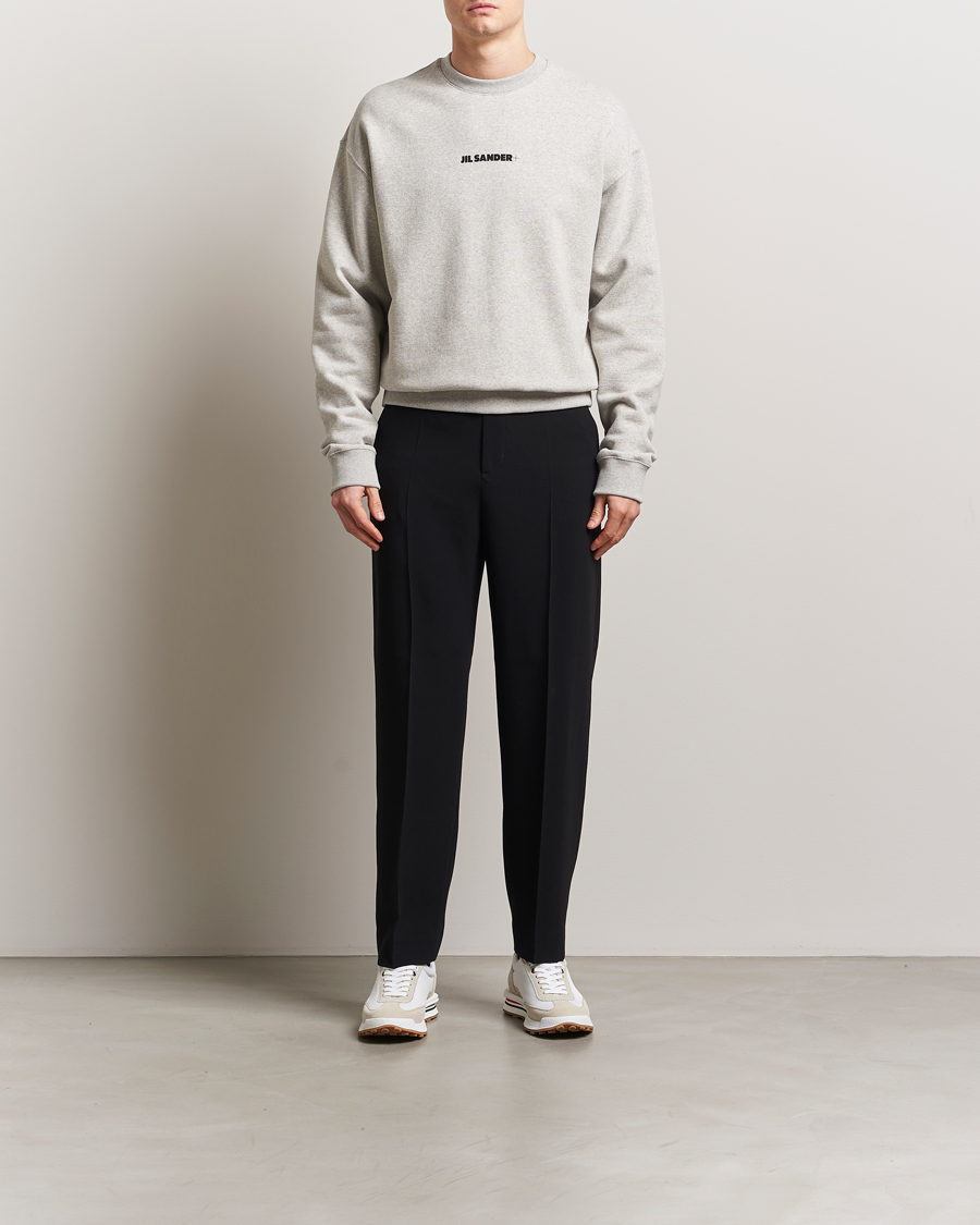 Men | Sweaters & Knitwear | Jil Sander | Small Logo Sweatshirt Light Grey Melange