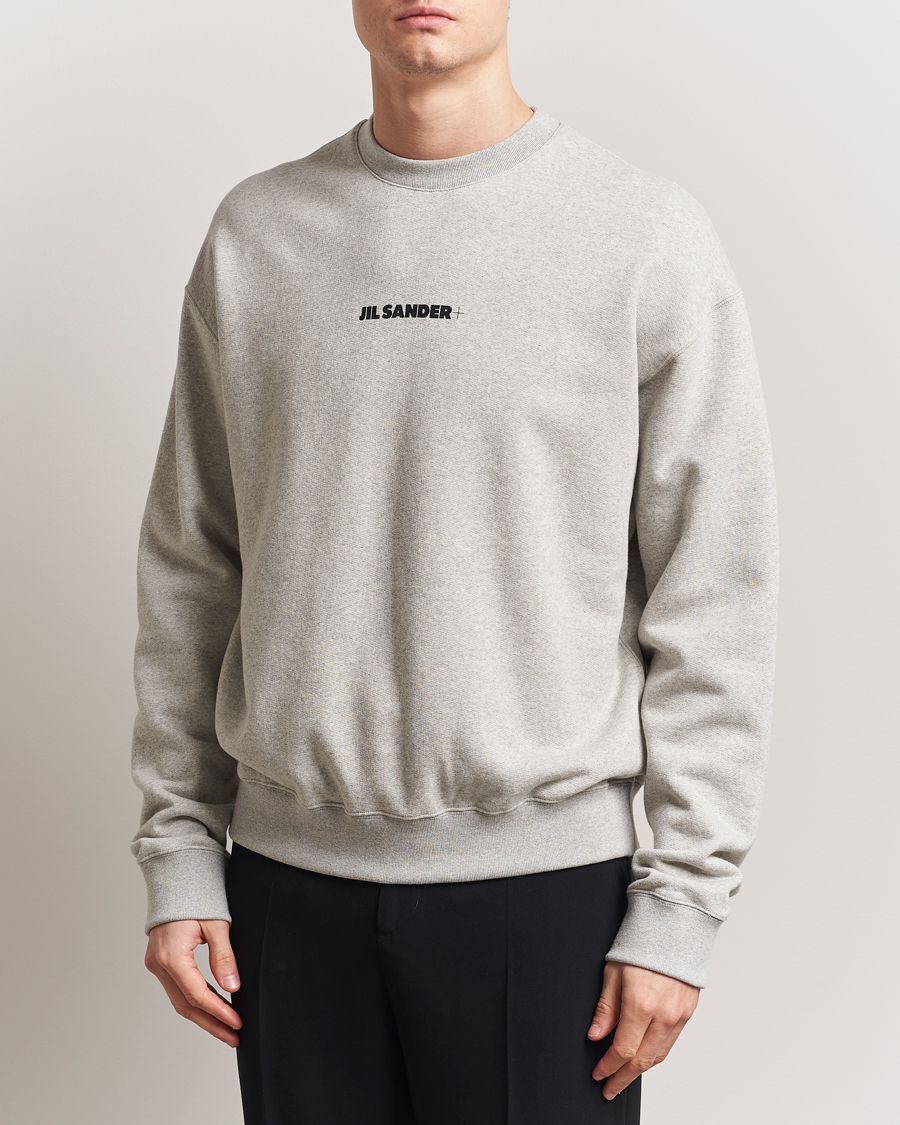 Men | Sweaters & Knitwear | Jil Sander | Small Logo Sweatshirt Light Grey Melange