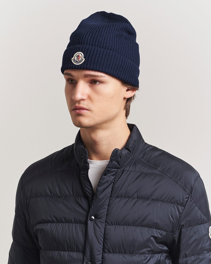 Men | Beanies | Moncler | Ribbed Wool Beanie Navy