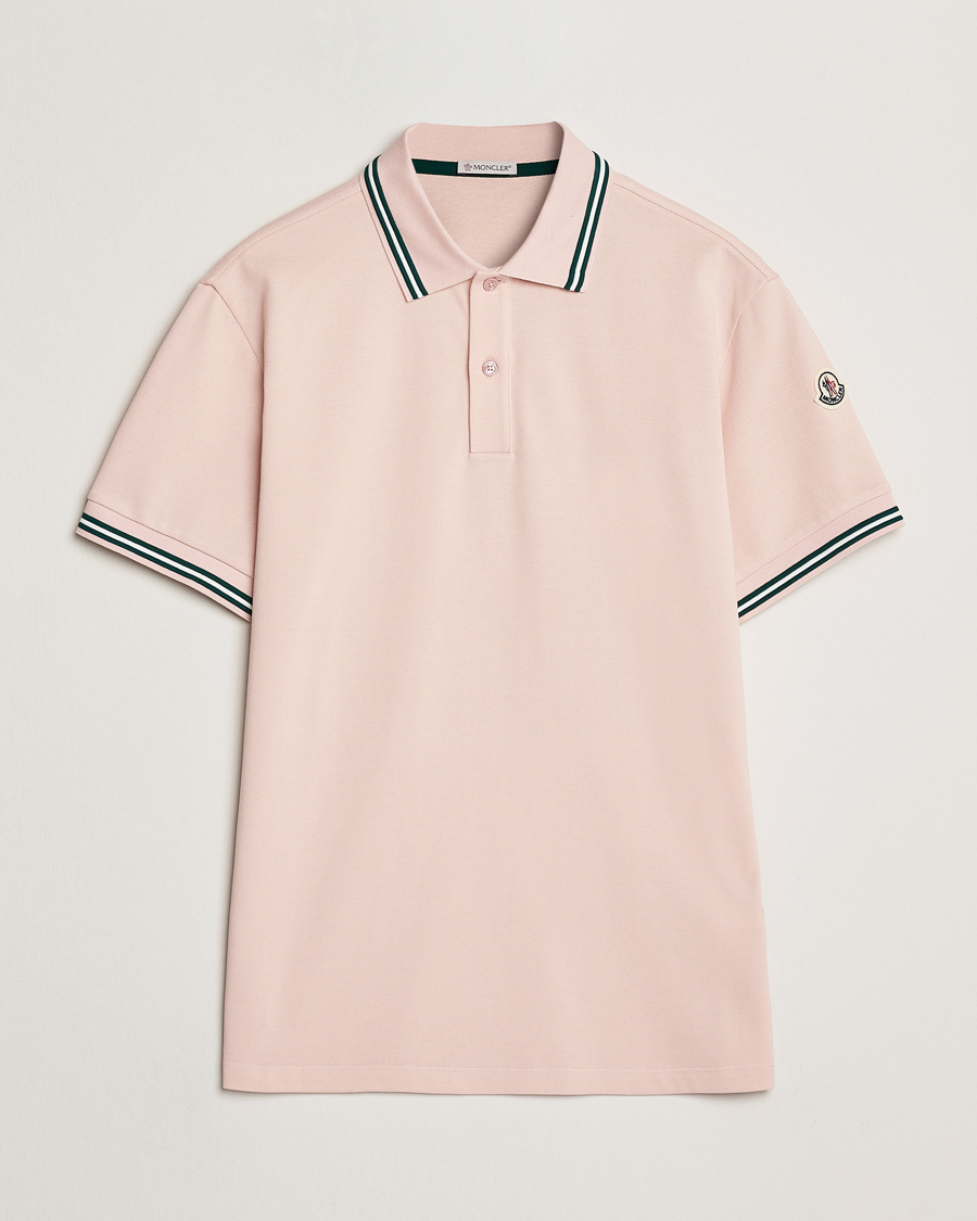 Men | Polo Shirts | Moncler | Contrast Rib Polo Pink