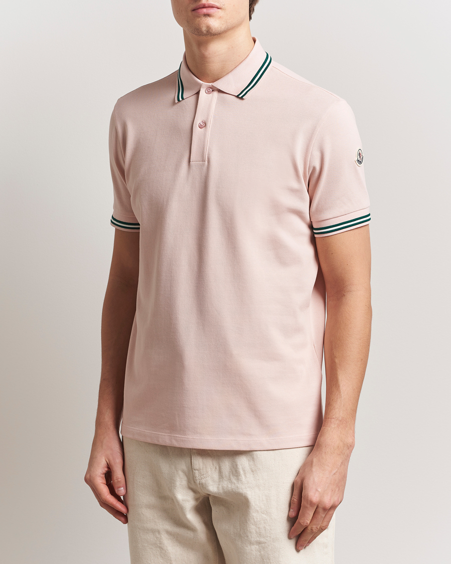 Men | Polo Shirts | Moncler | Contrast Rib Polo Pink