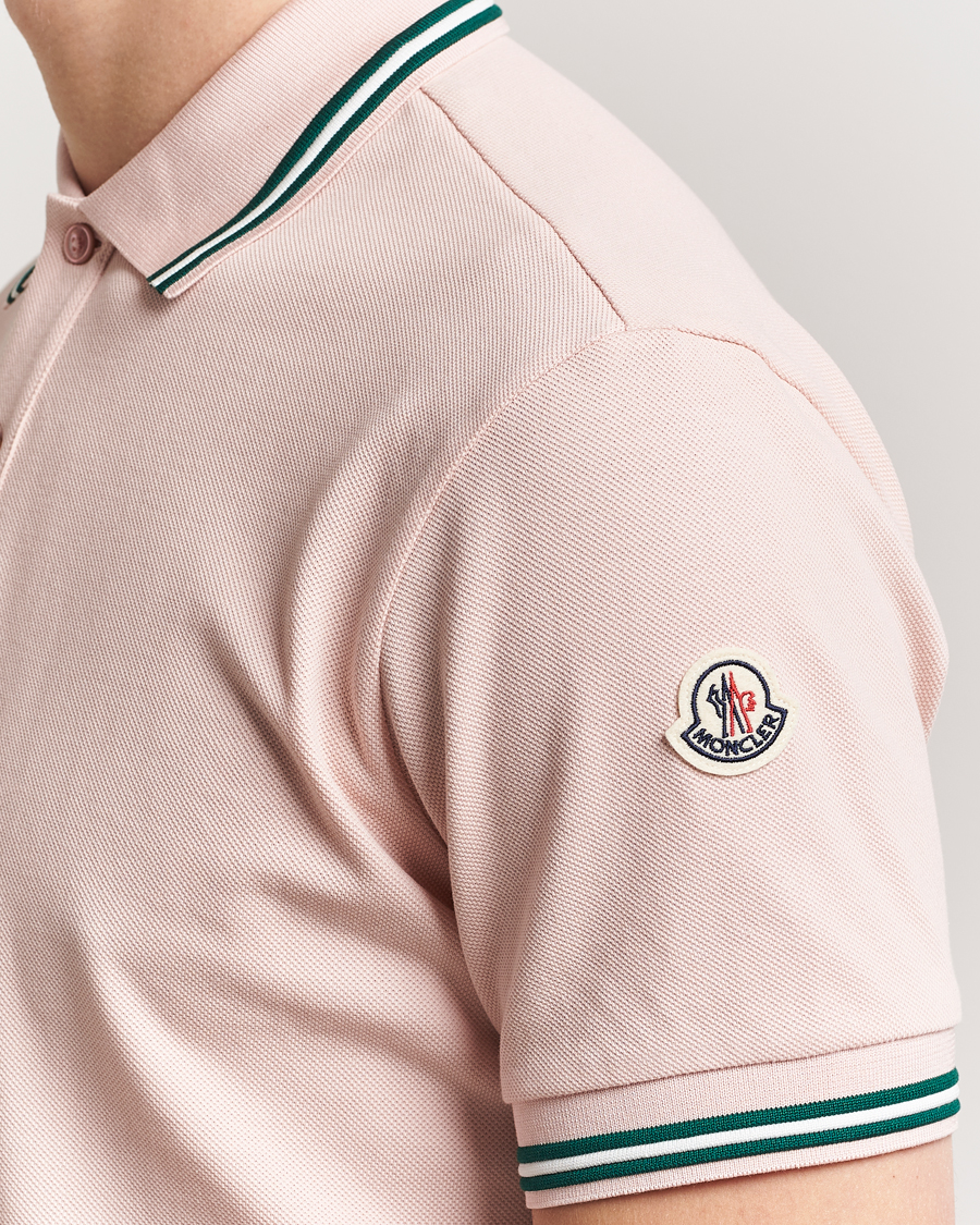 Men | Polo Shirts | Moncler | Contrast Rib Polo Pink