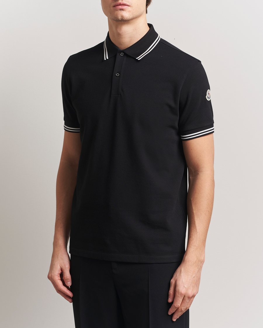 Men | Polo Shirts | Moncler | Contrast Rib Polo Black