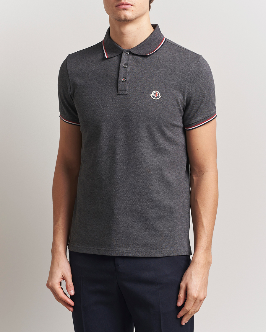 Men | Polo Shirts | Moncler | Contrast Rib Polo Dark Grey