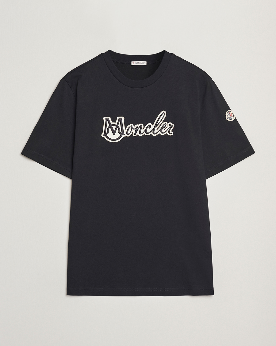 Men | T-Shirts | Moncler | Embossed Lettering Logo T-Shirt Black