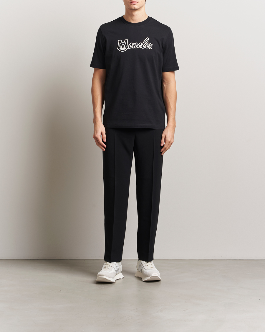 Men | T-Shirts | Moncler | Embossed Lettering Logo T-Shirt Black