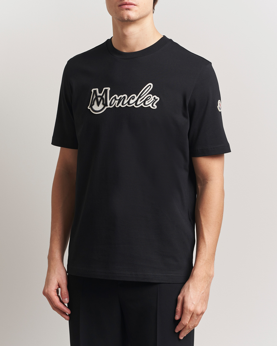 Men | T-Shirts | Moncler | Embossed Lettering Logo T-Shirt Black