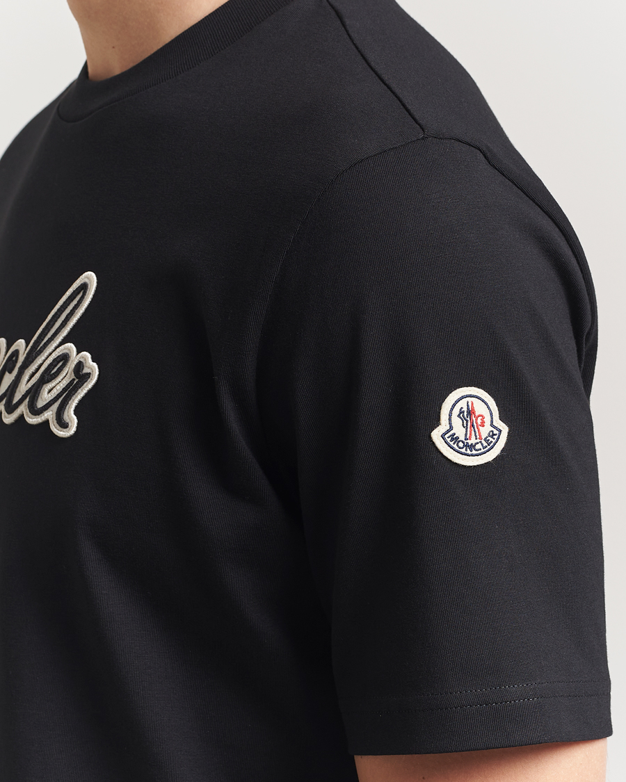 Men | T-Shirts | Moncler | Embossed Lettering Logo T-Shirt Black