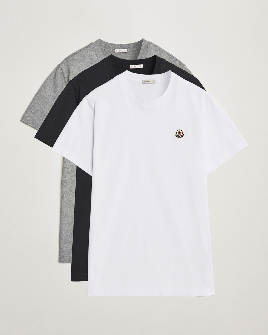 Men | T-Shirts | Moncler | 3-pack Logo T-Shirt Grey/White/Black