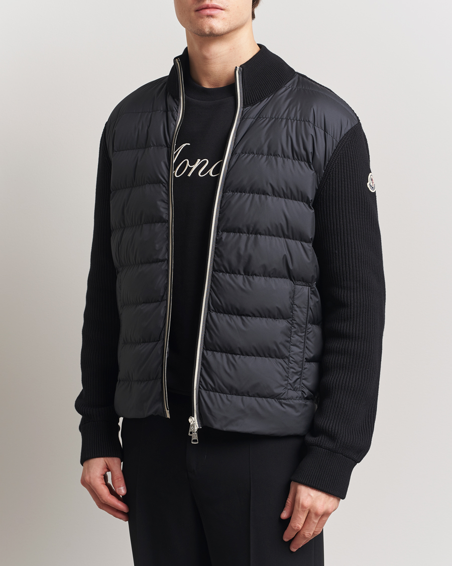 Men | Sweaters & Knitwear | Moncler | Contrast Zip Cardigan Black