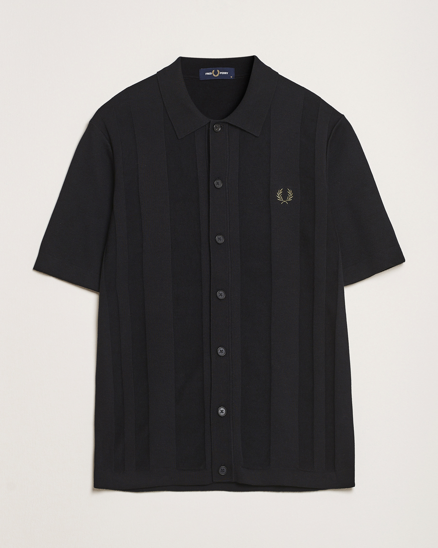Men | Shirts | Fred Perry | Knitted Short Sleeve Shirt Black