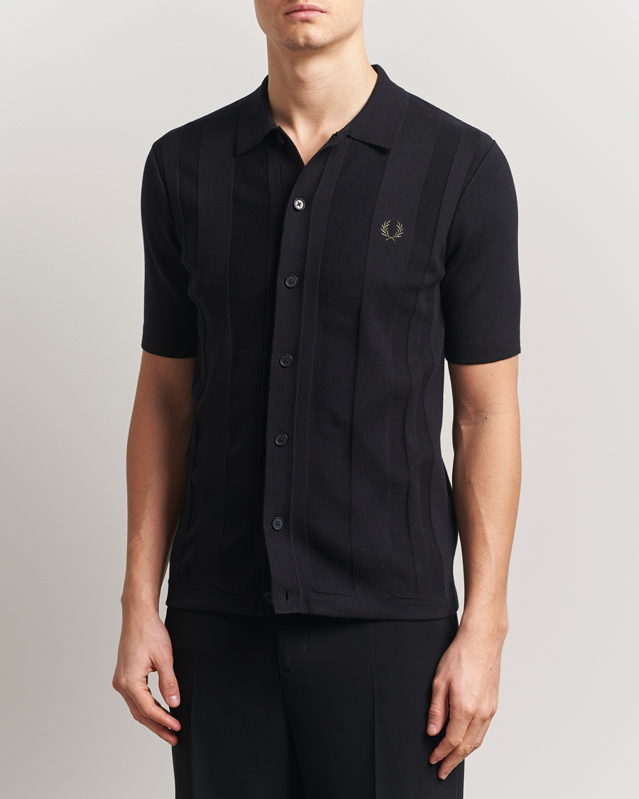 Men | Shirts | Fred Perry | Knitted Short Sleeve Shirt Black