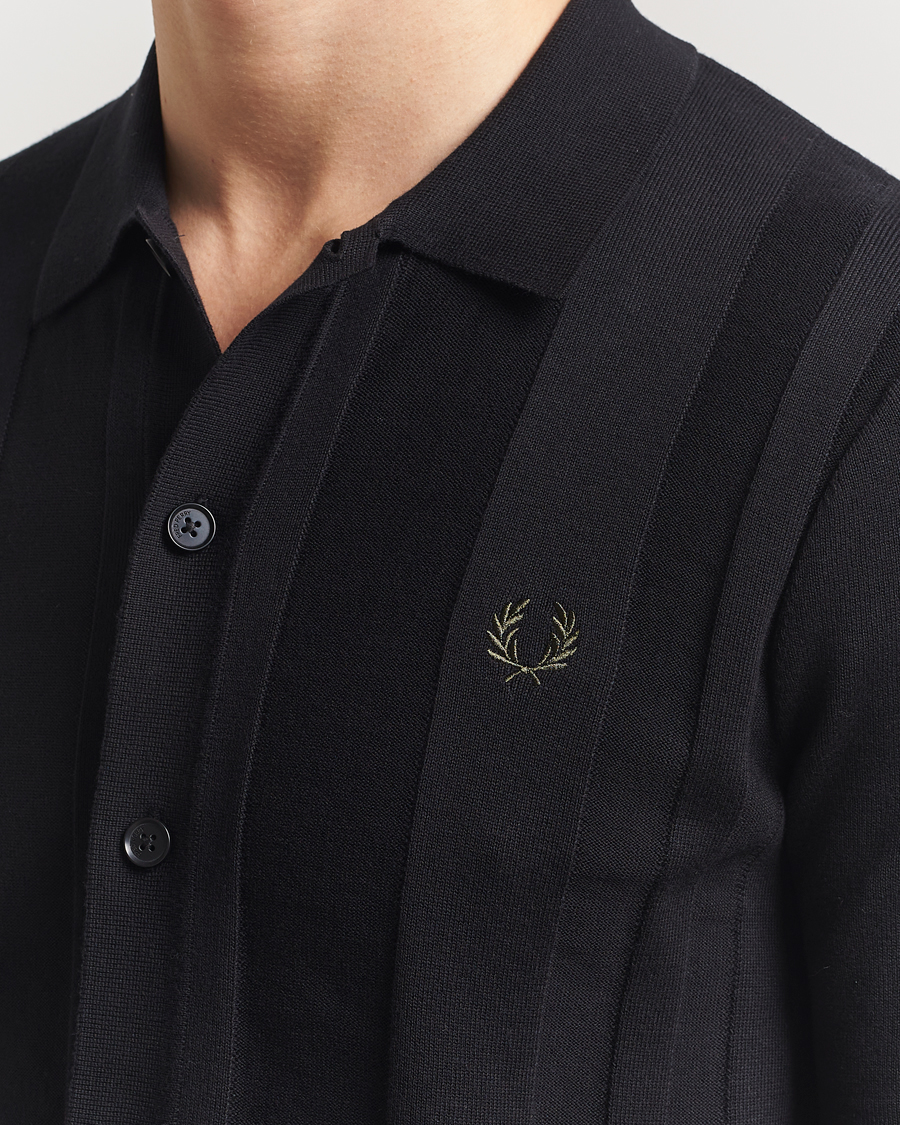 Men | Shirts | Fred Perry | Knitted Short Sleeve Shirt Black