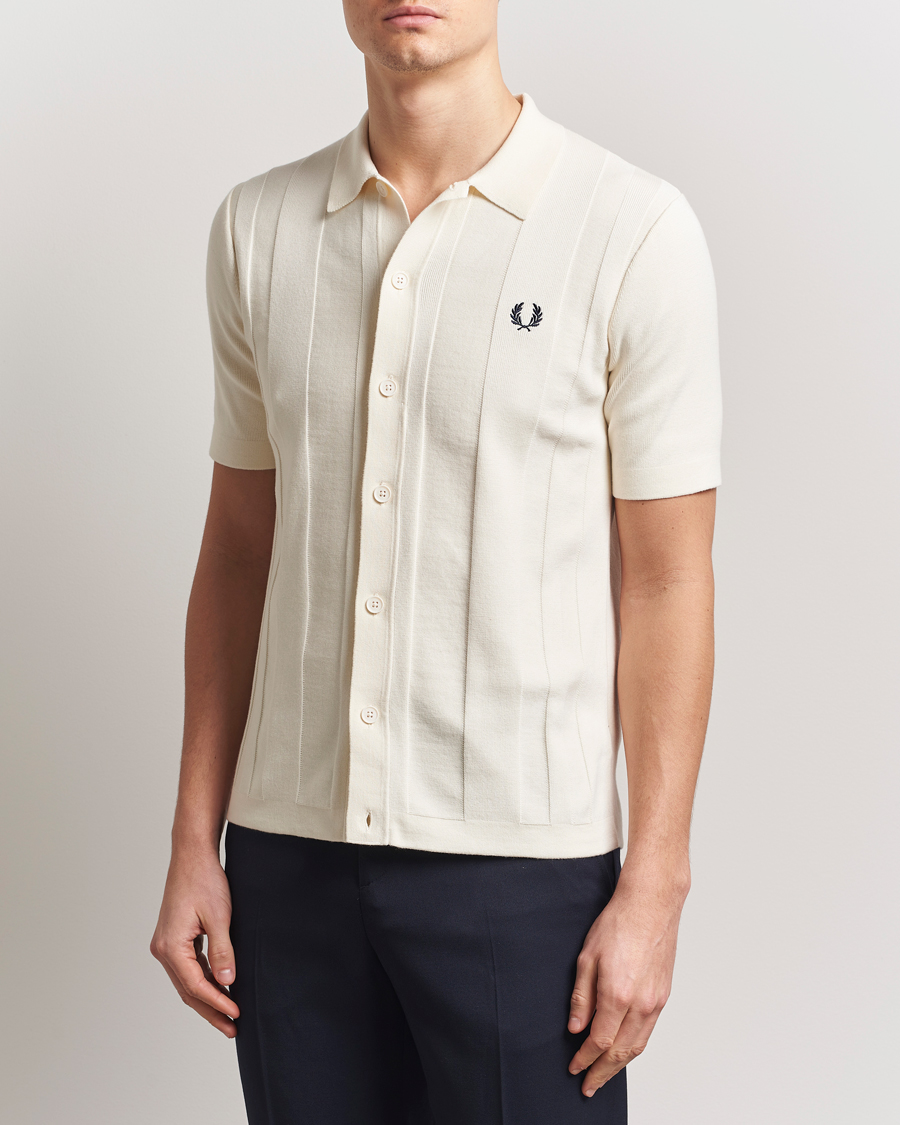 Men | Shirts | Fred Perry | Knitted Short Sleeve Shirt Ecru