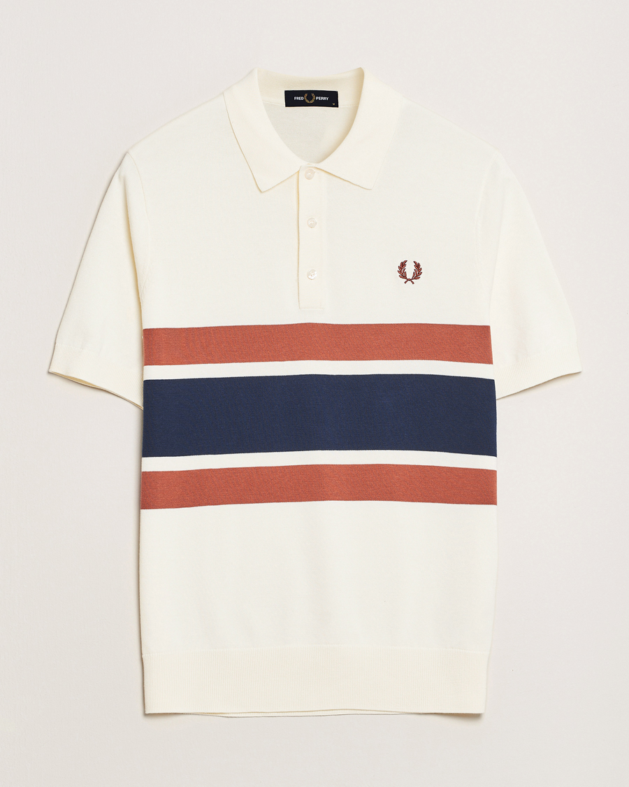 Men | Polo Shirts | Fred Perry | Paneled Knitted Polo Light Ecru