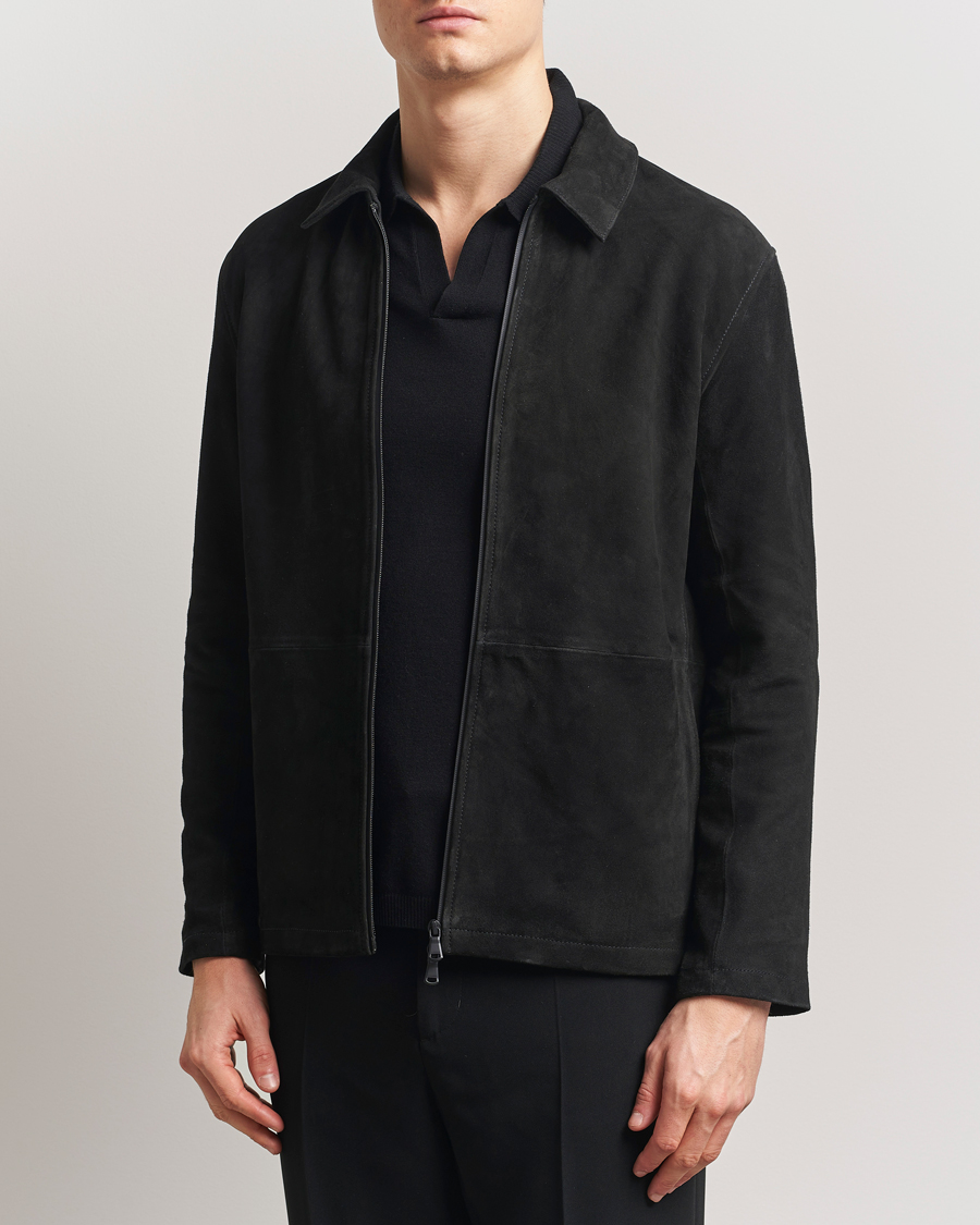 Men | Coats & Jackets | J.Lindeberg | Jonah Suede Overshirt Black