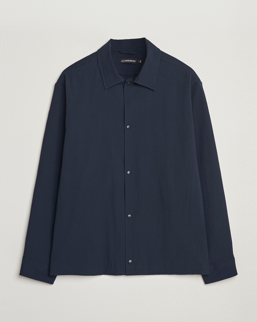 Men | Shirts | J.Lindeberg | Celian Seersucker Overshirt Navy