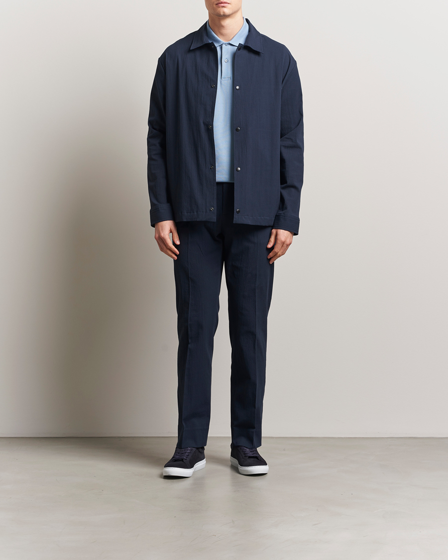 Men | Shirts | J.Lindeberg | Celian Seersucker Overshirt Navy