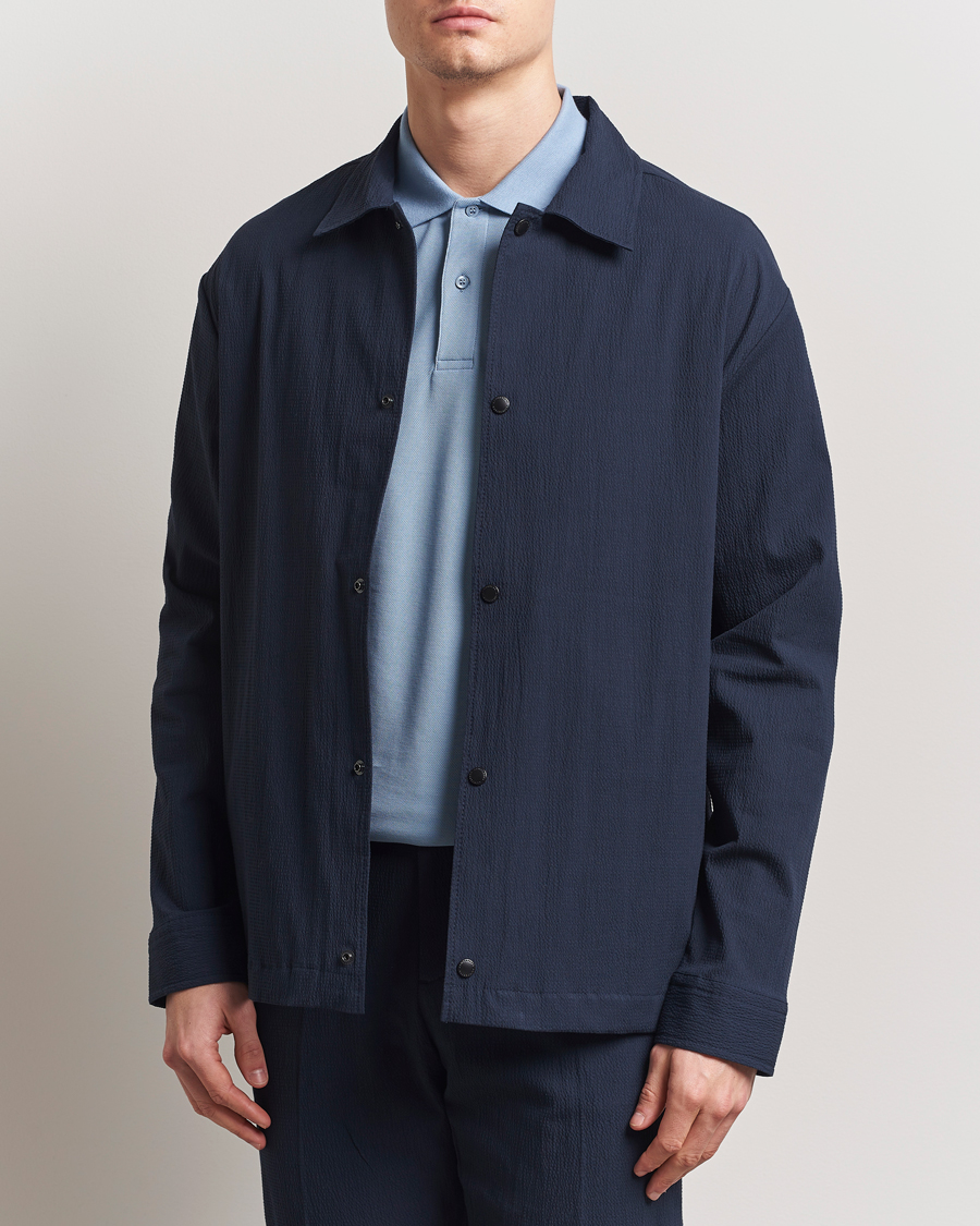 Men | Shirts | J.Lindeberg | Celian Seersucker Overshirt Navy