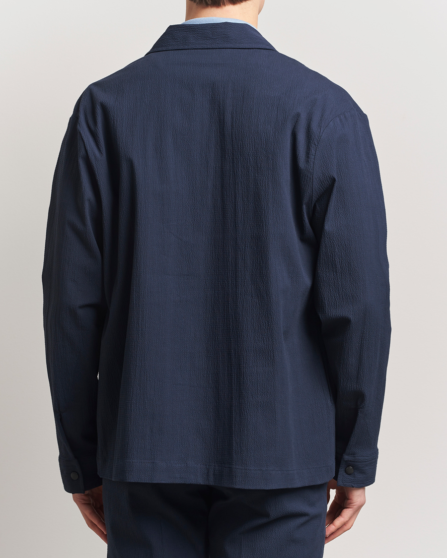 Men | Shirts | J.Lindeberg | Celian Seersucker Overshirt Navy