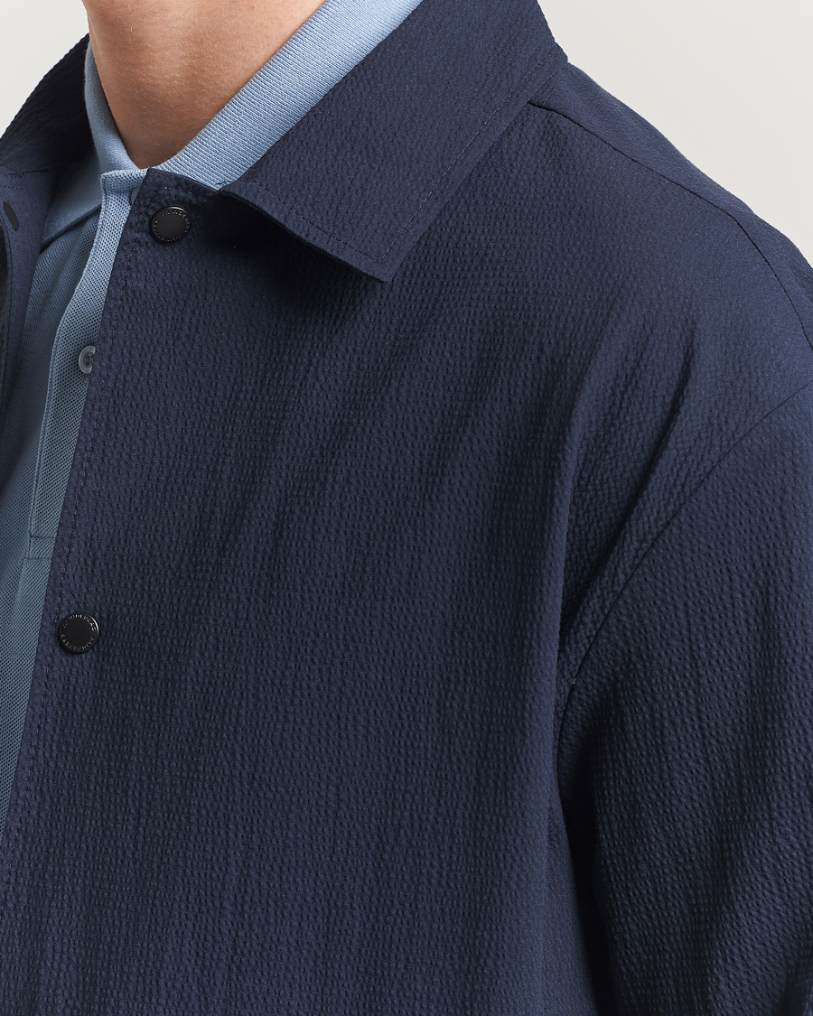 Men | Shirts | J.Lindeberg | Celian Seersucker Overshirt Navy