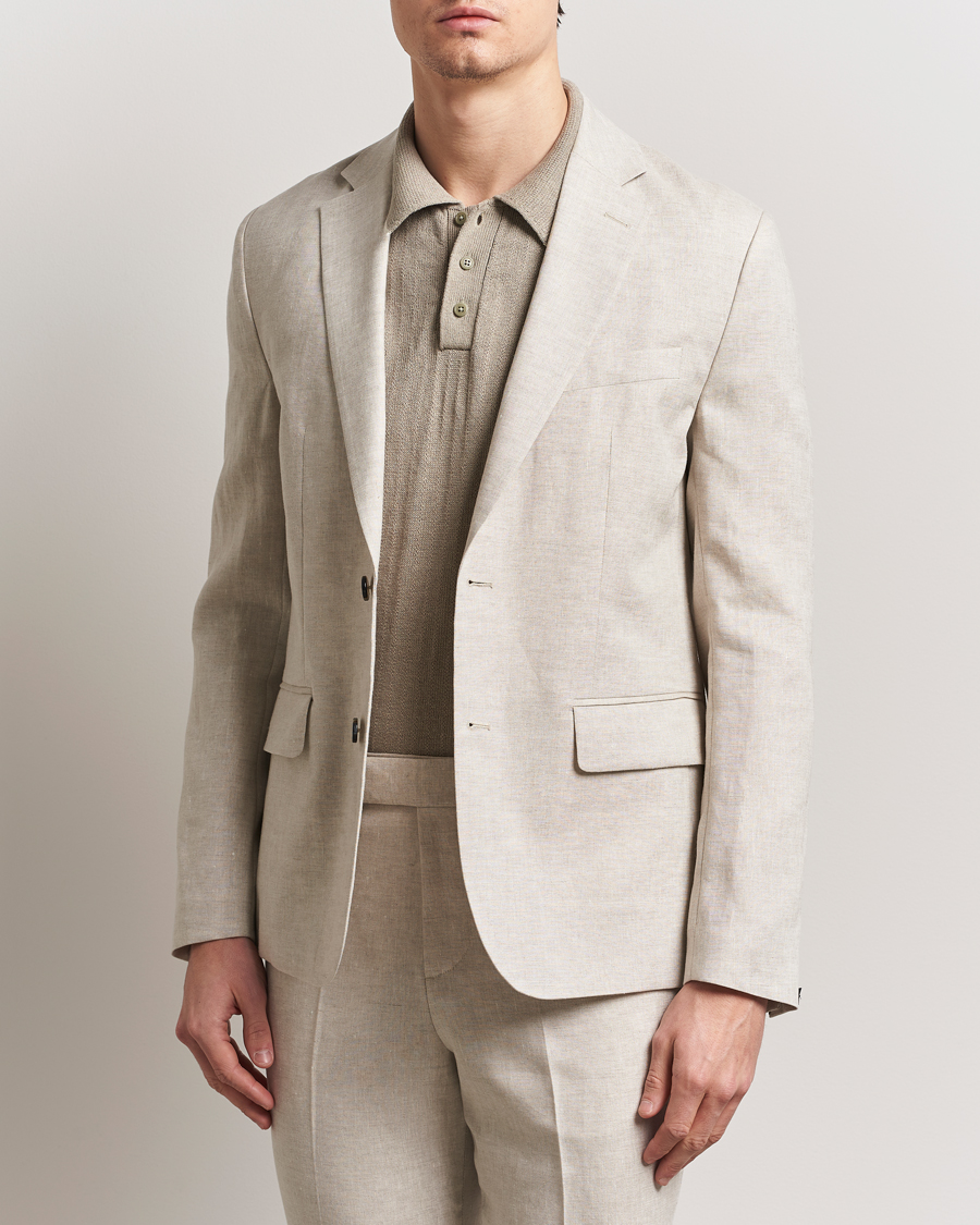 Men | Blazers | J.Lindeberg | Elton Unlined Super Linen Blazer Moonbeam