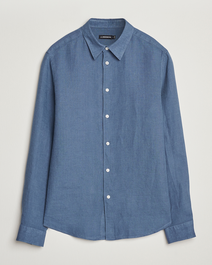 Men | Shirts | J.Lindeberg | Slim Linen Melange Shirt Rain Washed