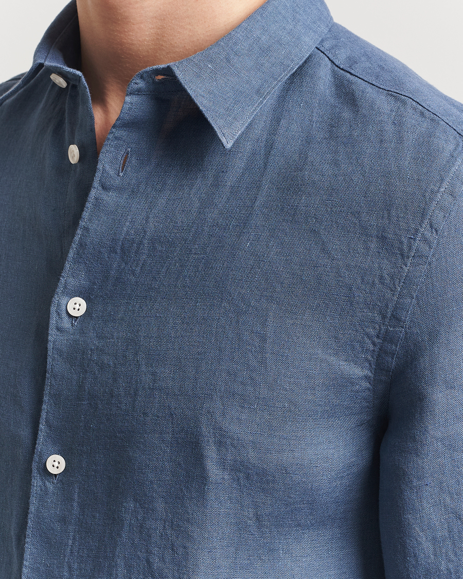 Men | Shirts | J.Lindeberg | Slim Linen Melange Shirt Rain Washed