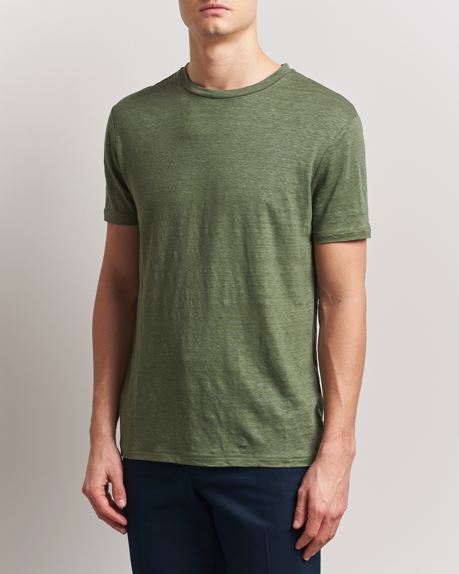Men | T-Shirts | J.Lindeberg | Coma Linen T-Shirt Olivinie
