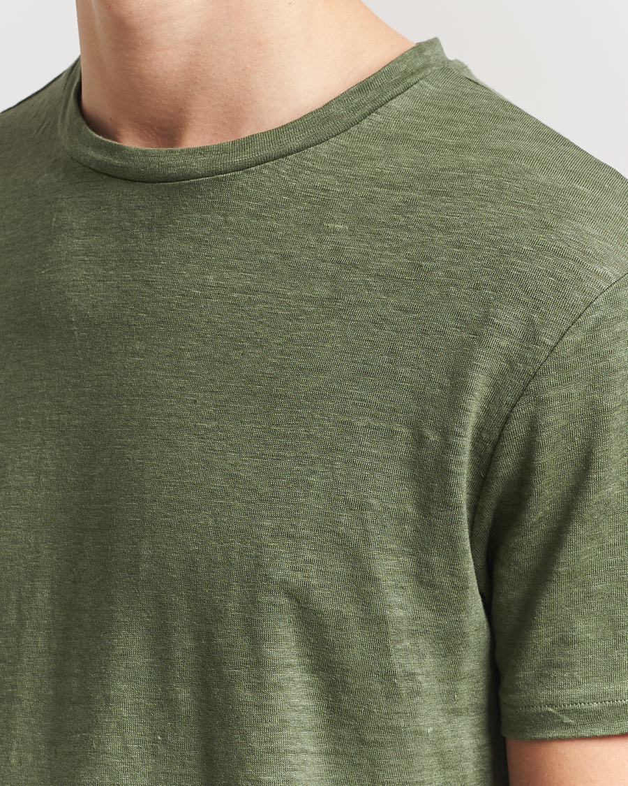 Men | T-Shirts | J.Lindeberg | Coma Linen T-Shirt Olivinie