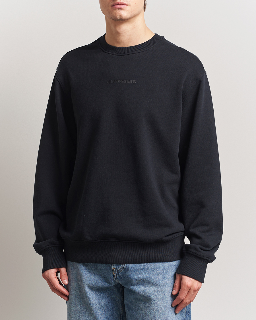 Men | Sweaters & Knitwear | J.Lindeberg | Callan Cotton Crew Neck Black