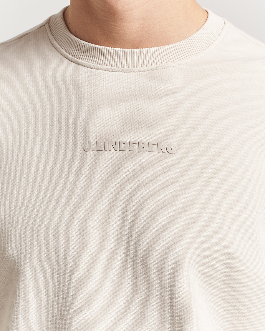 Men | Sweaters & Knitwear | J.Lindeberg | Callan Cotton Crew Neck Moonbeam
