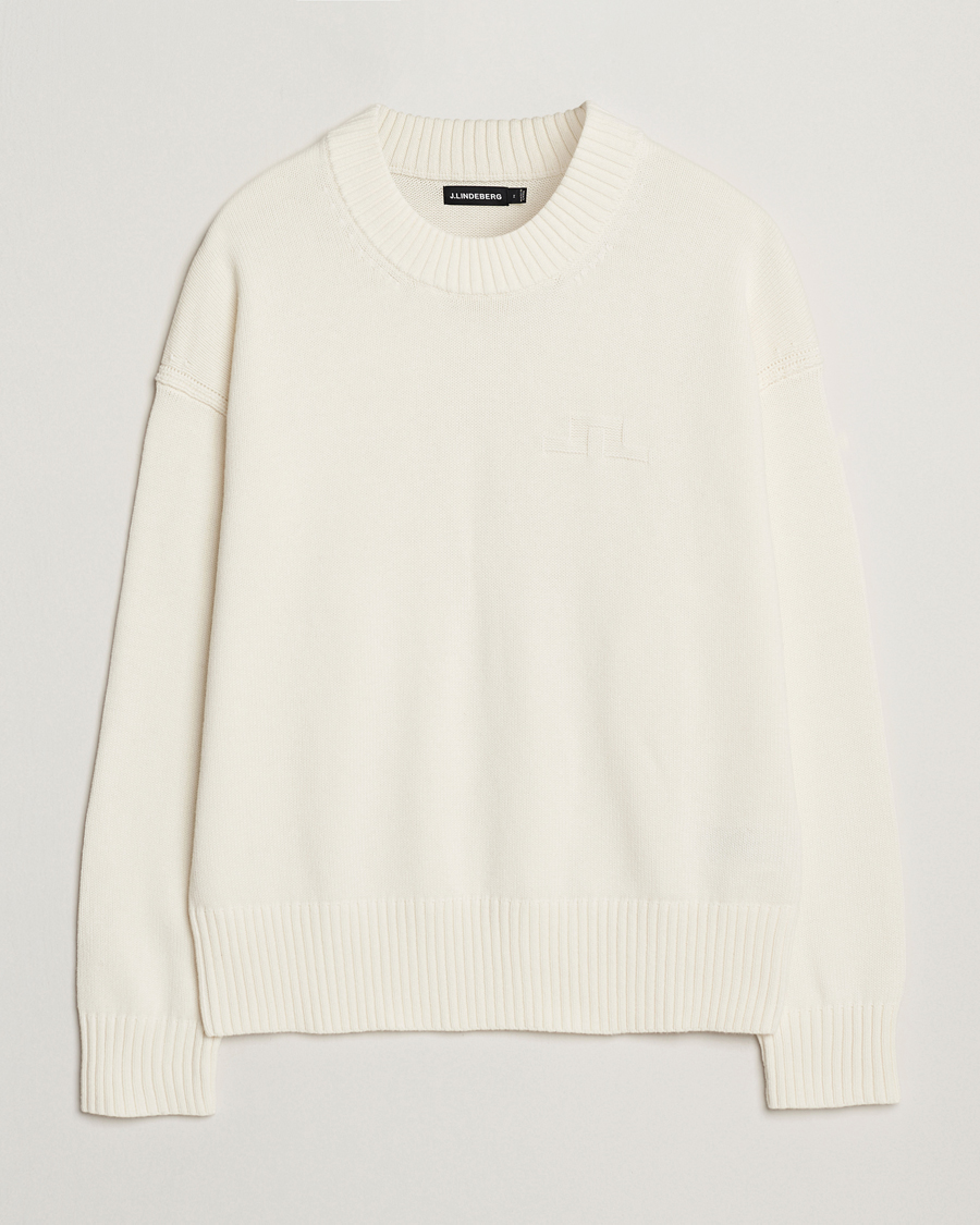 Men | Sweaters & Knitwear | J.Lindeberg | Eddy Cotton/Wool Crewneck White