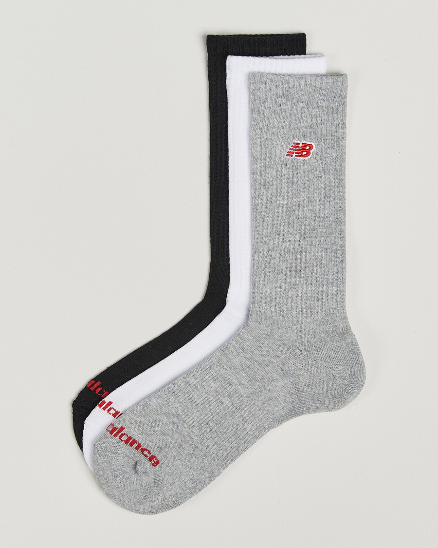 Men | Underwear & Socks | New Balance | 3-Pack Patch Logo Socks White/Grey/Black