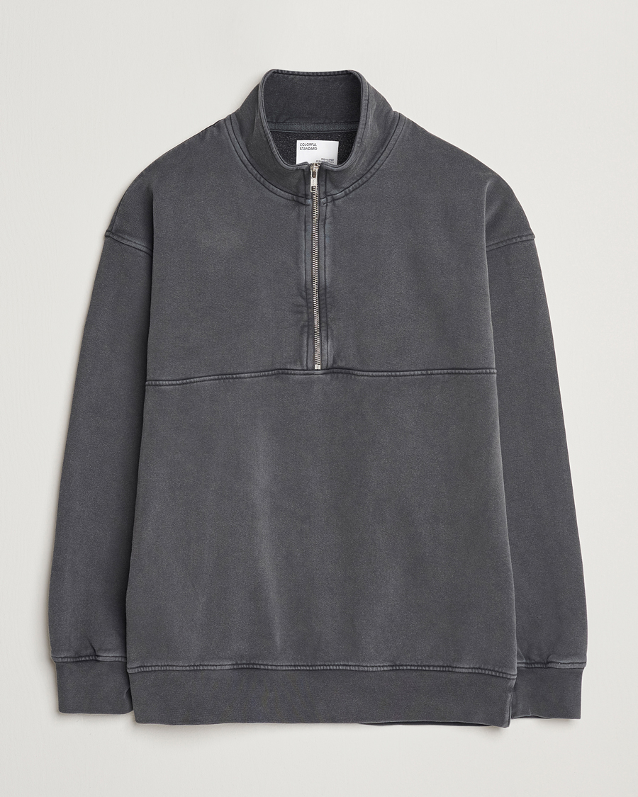 Men | Sweaters & Knitwear | Colorful Standard | Classic Organic Half-Zip Faded Black