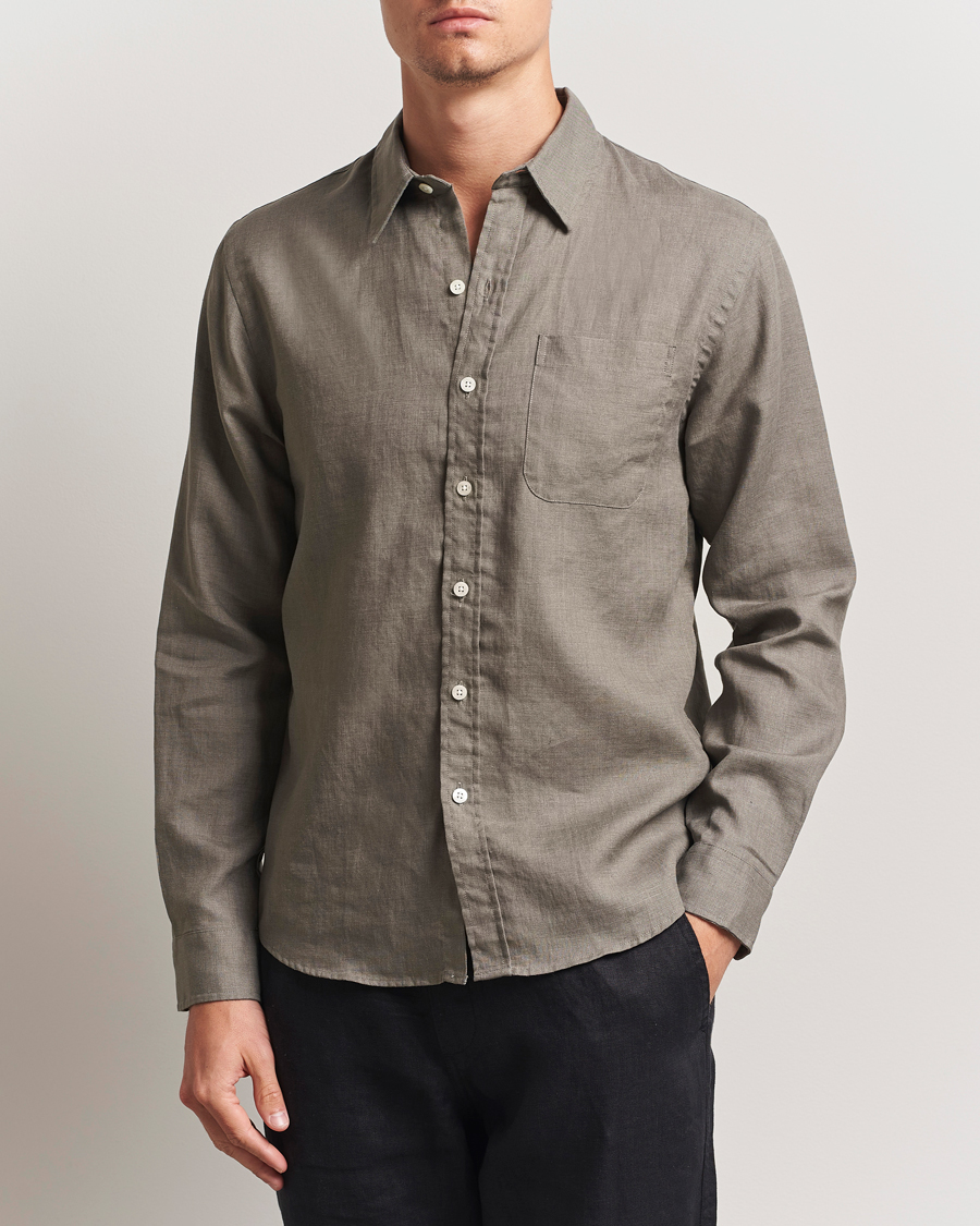 Men | Shirts | Colorful Standard | Garment Dyed Linen Shirt Dusty Olive
