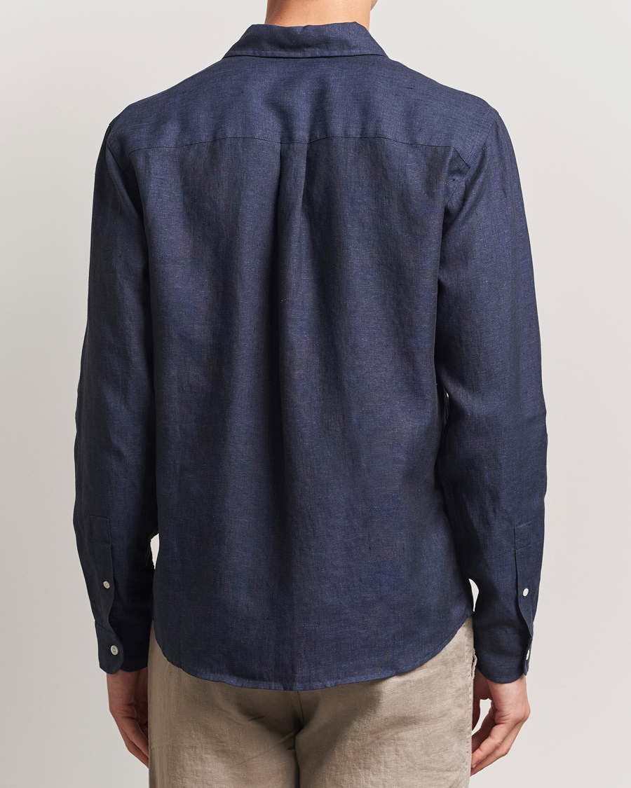 Men | Shirts | Colorful Standard | Garment Dyed Linen Shirt Navy Blue