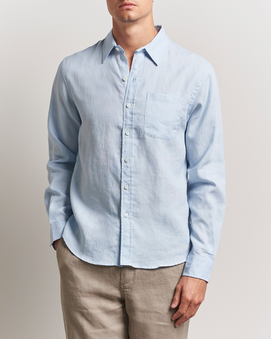 Men | Shirts | Colorful Standard | Garment Dyed Linen Shirt Polar Blue