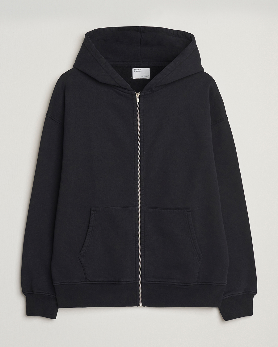 Men | Sweaters & Knitwear | Colorful Standard | Organic Full Zip Hoodie Deep Black