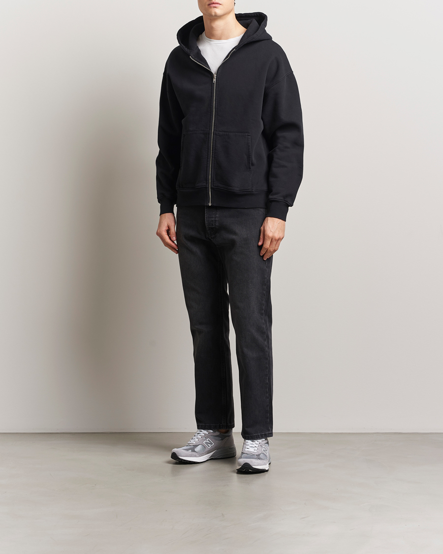 Men | Sweaters & Knitwear | Colorful Standard | Organic Full Zip Hoodie Deep Black