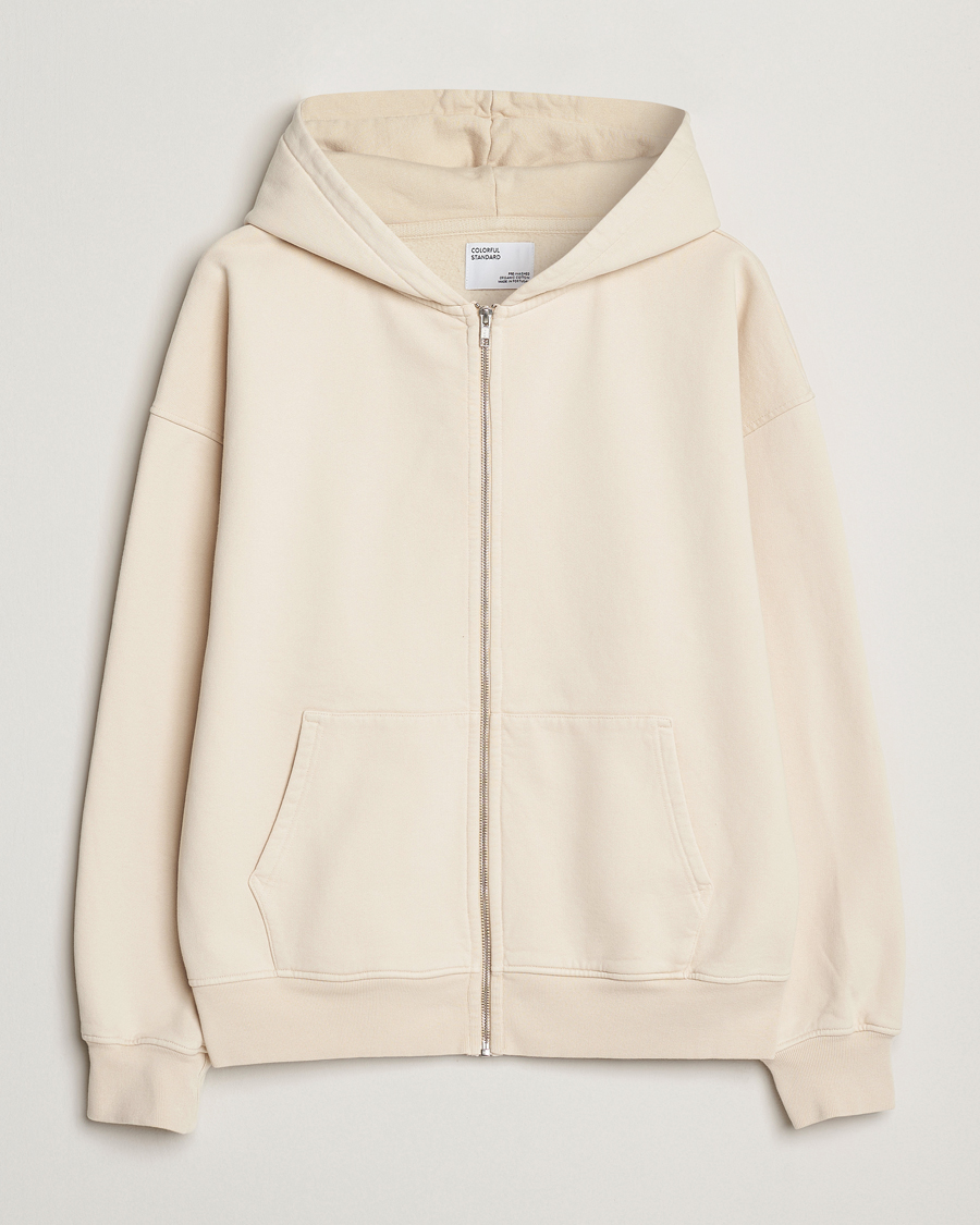 Men | Sweaters & Knitwear | Colorful Standard | Organic Full Zip Hoodie Ivory White