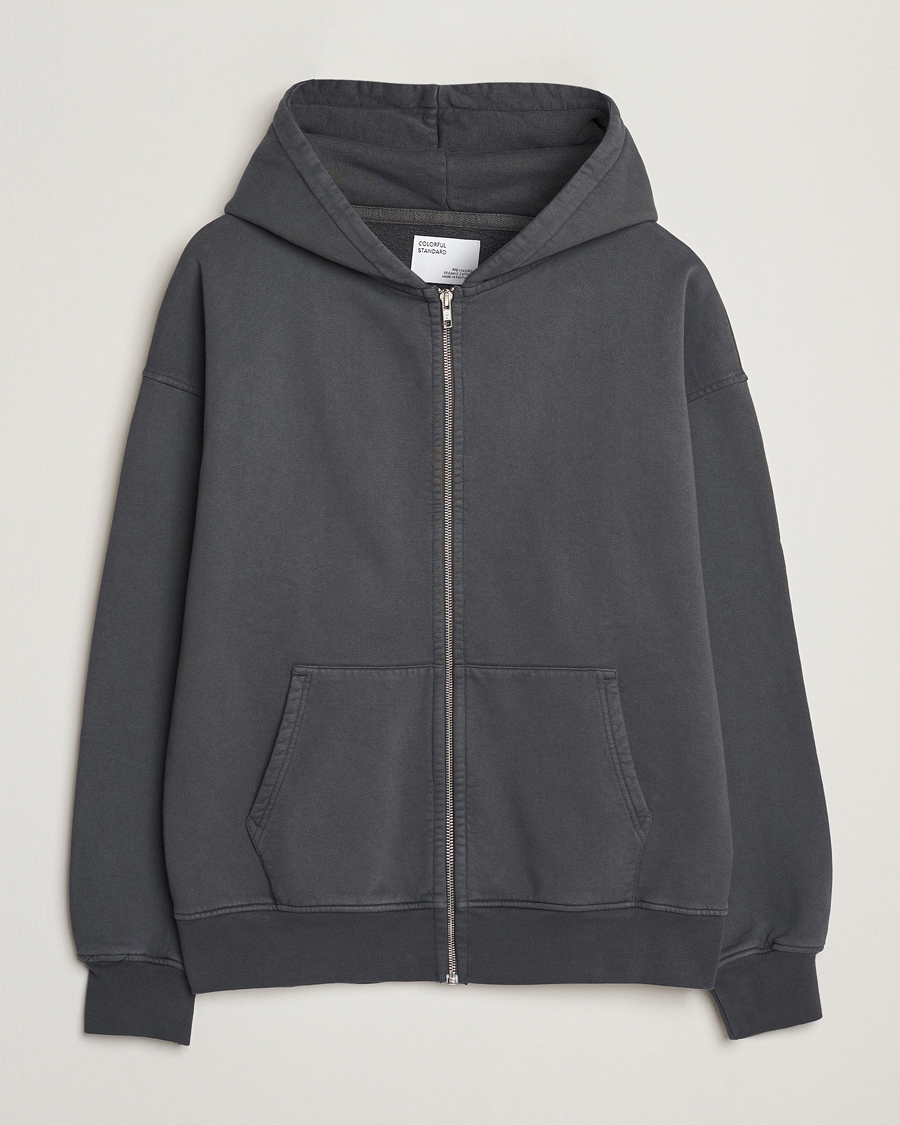 Men | Sweaters & Knitwear | Colorful Standard | Classic Organic Full Zip Hoodie Lava Grey
