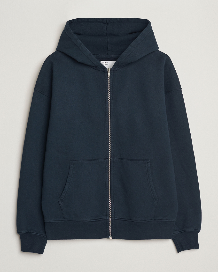 Men | Sweaters & Knitwear | Colorful Standard | Classic Organic Full Zip Hoodie Navy Blue