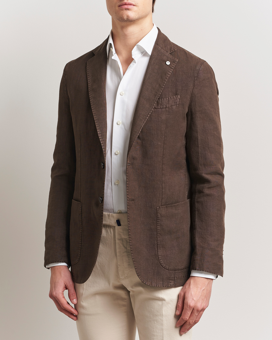 Men | Blazers | L.B.M. 1911 | Jack Regular Fit Linen Blazer Dark Brown