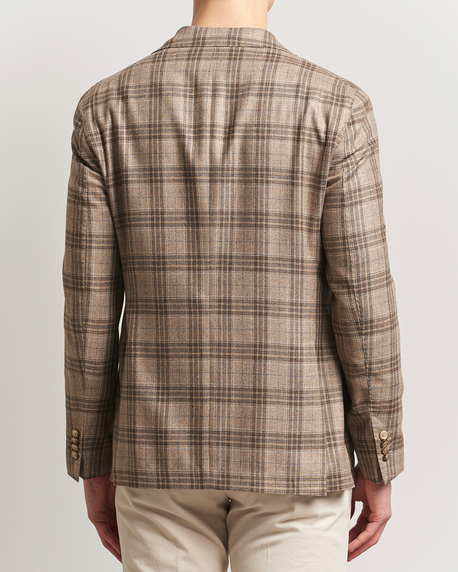 Men | Blazers | L.B.M. 1911 | Jack Regular Fit Silk/Wool Overcheck Blazer Brown