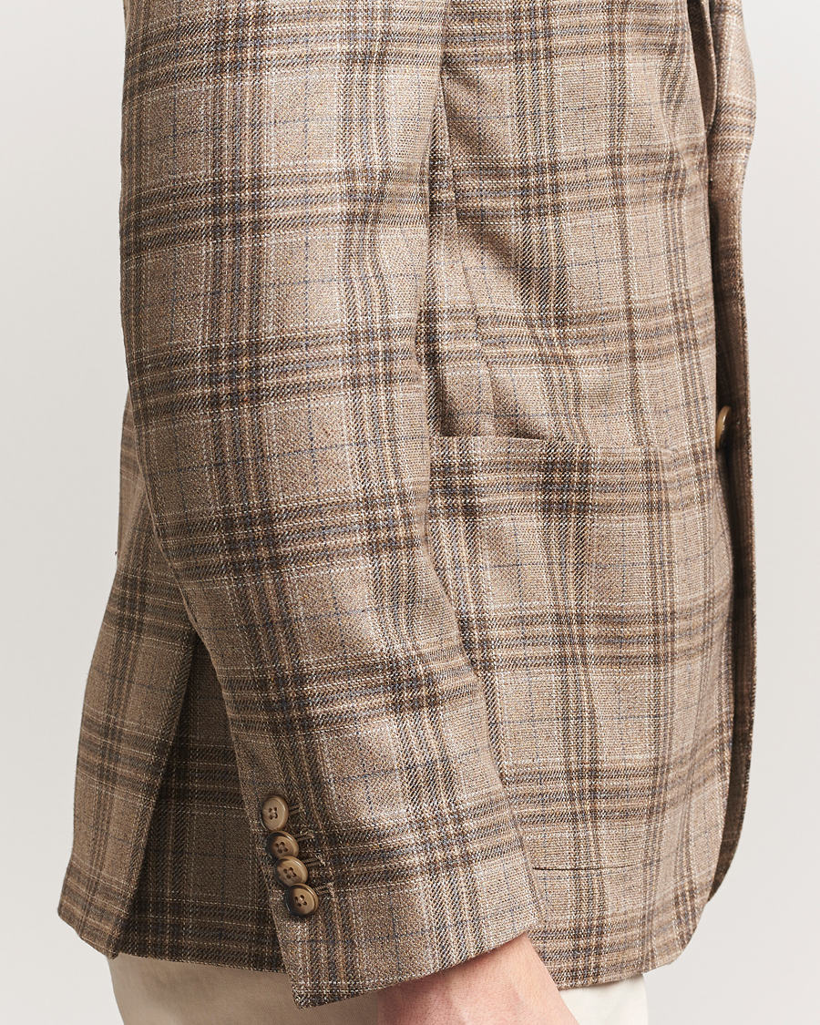 Men | Blazers | L.B.M. 1911 | Jack Regular Fit Silk/Wool Overcheck Blazer Brown